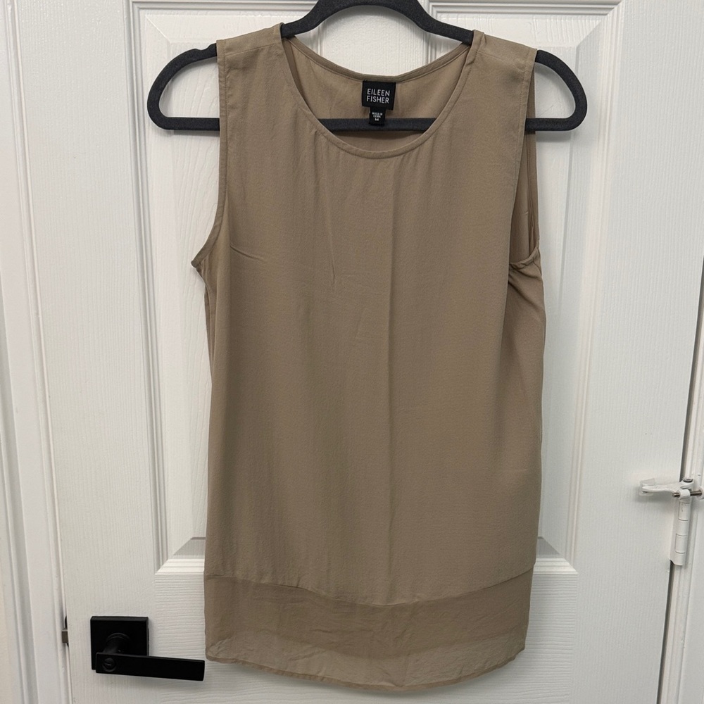 Eileen Fisher Women's Beige Sleeveless Blouse
